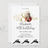 トロピカル80金ゴールド誕生日招待状(写真あり) 招待状 (正面)