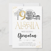 トロピカル90誕生日金ゴールド招待状(写真あり) 招待状 (正面)