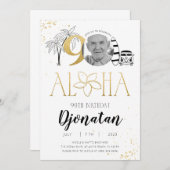 トロピカル90誕生日金ゴールド招待状(写真あり) 招待状 (正面/裏面)