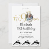 トロピカル90金ゴールド誕生日招待状(写真あり) 招待状 (正面)