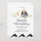 トロピカル90金ゴールド誕生日招待状(写真あり) 招待状 (正面/裏面)