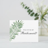 トロピカル あなたは私の花嫁付添人になってくれますか。エキゾチックなウェディング インビテーションポストカード (スタンド正面)