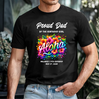 トロピカル アロハ 誕生日娘の自慢のパパ Tシャツ