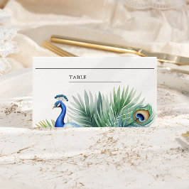 トロピカル+インド+クジャクの羽根の結婚式 プレイスカード