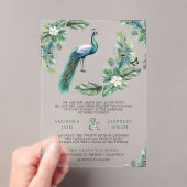 トロピカル インド ピオカック フローラル ウェディング アクリル招待状 (インサイチュ (ポータブル))