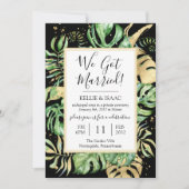 トロピカル ウェディング お二人が結婚しました 秘密の挙式後のパーティ招待状 招待状 (正面)