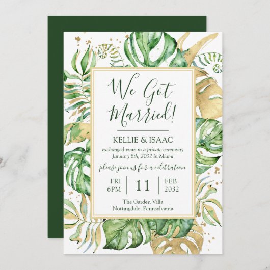 トロピカル ウェディング エルoped レセプション パーティー 招待状 (正面/裏面)