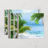 トロピカル ウェディング ビーチ シーン ウェディング RSVP カード (正面/裏面)