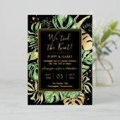 トロピカル ウェディング 挙式後のパーティー 箔招待状 (立ち正面)