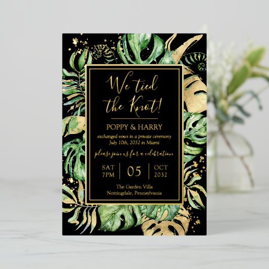 トロピカル ウェディング 挙式後のパーティー 箔招待状 (立ち正面)