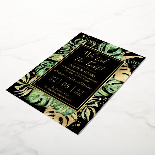 トロピカル ウェディング 挙式後のパーティー 箔招待状 (回転した状態)