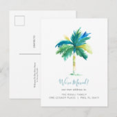 トロピカル ウォータカラー パーム ツリー アドレス 変更 案内ポストカード (正面/裏面)
