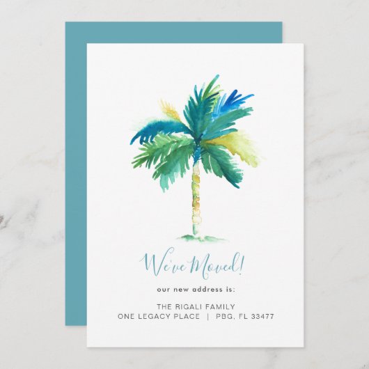 トロピカル ウォータカラー パーム ツリー アドレス 変更 案内状 (正面/裏面)