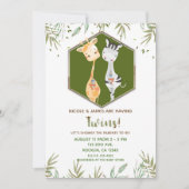 トロピカル ウォーターカラー きりん＆しま馬 ベイビーシャワー 招待状 (正面)