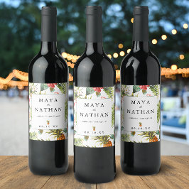 トロピカル ウォーターカラー パターン オーダーメイド ワインラベル