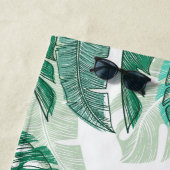 トロピカル ウォーターカラー パームリーフ オーダーネーム ビーチタオル (インサイチュ)