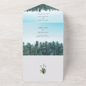 トロピカル ウォーターカラー パーム & ビーチ ウェディング オールインワン招待状 (外側)