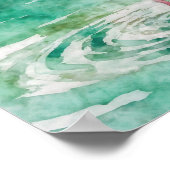 トロピカル ウォーターカラー ピンク フラミンゴ フローラル パラダイス ポスター (角)