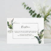 トロピカル ウォーターカラー フォリアージュ ウェディング レセプション エンクロージャーカード (スタンド正面)