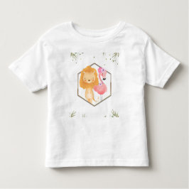 トロピカル ウォーターカラー フラミンゴ & ライオン ベビーシャワー トドラーTシャツ