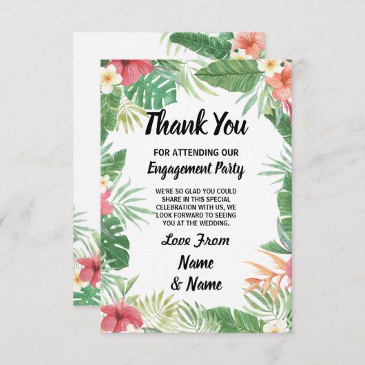トロピカル ウォーターカラー フラワー ありがとうカード ウェディング サンキューカード (正面/裏面)