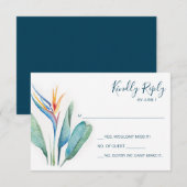 トロピカル ウォーターカラー ボタニカル RSVP 封入 (正面/裏面)