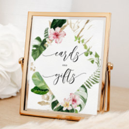 トロピカル ウォーターカラー モンステラ カードとギフト ポスター