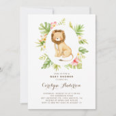 トロピカル ウォーターカラー ライオン サマー ベイビー シャワー 招待状 (正面)