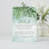 トロピカル ウォーターカラー ラッシュ フォリアージ ウェディング ディテールズ エンクロージャーカード (スタンド正面)