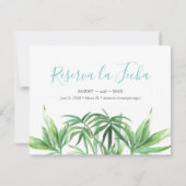 トロピカル ウォーターカラー リーフ セイブ ザ デート セーブザデート (正面)