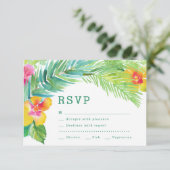 トロピカル ウォーターカラー リーフ 目的地 RSVP カード (スタンド正面)