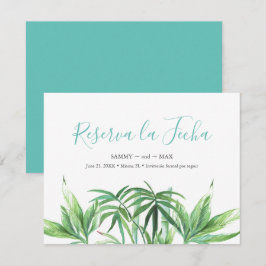 トロピカル ウォーターカラー リーフ - 結婚式のお知らせ セーブザデート