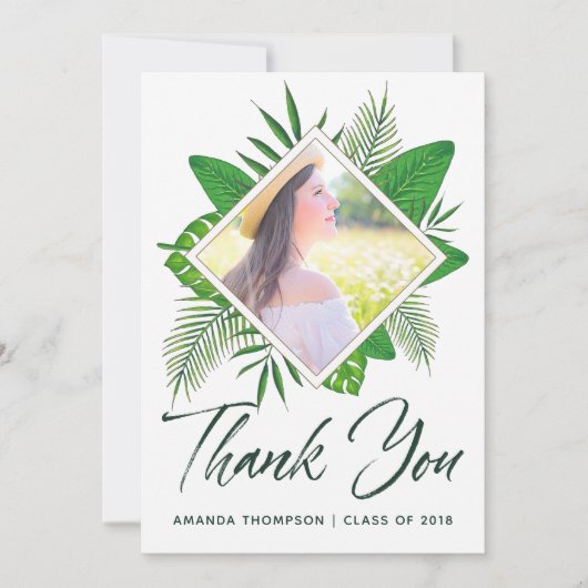 トロピカル ウォーターカラー ルアウ 卒業 ありがとう 案内状 (正面)