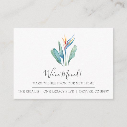 トロピカル ウォーターカラー 新居のお知らせ エンクロージャーカード (正面)