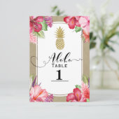 トロピカル エキゾチック フローラル ゴールド パイナップル テーブル ナンバー 招待状 (スタンド正面)