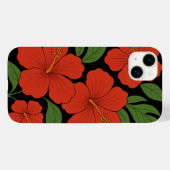 トロピカル エレガンス 黒地に赤いハイビスカス Case-Mate iPhoneケース (裏面 (横))