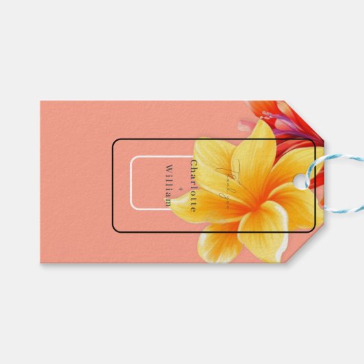 トロピカル エレガント フラワーリング ギフトタグ (正面(横))