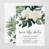 トロピカル オーキッド モンステラ ボタニカル セーブ・ザ・デート (正面/裏面)