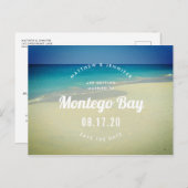 トロピカル オーシャン ビーチ サンド ウェディング セーブ ザ デート 案内ポストカード (正面/裏面)