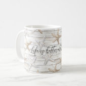 トロピカル オーシャン ビーチ ヒトデ ウェディング コーヒーマグカップ (正面左)