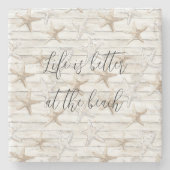 トロピカル オーシャン ビーチ ヒトデ ウェディング ストーンコースター (正面)