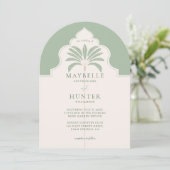 トロピカル オーナメント デコレーション ボヘミアンパーム ツリー モノグラム 招待状 (スタンド正面)