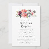 トロピカル カラフル サマー フローラル ウェディング レセプション 招待状 (正面)