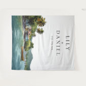 トロピカル カリブ海 ウェディング フォト 背景 タペストリー (正面(横))