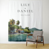 トロピカル カリブ海 ウェディング フォト 背景 タペストリー (インサイチュ)