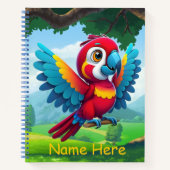 トロピカル キュート カラフル サファリ マコワ インコ 鳥 🦜 ノートブック (正面)
