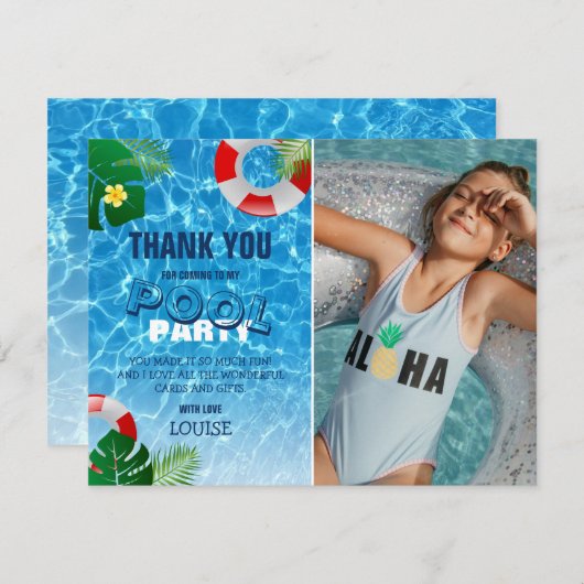 トロピカル クール プールパーティーの写真 サンキューカード (正面/裏面)