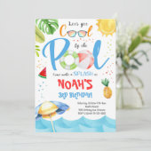 トロピカル クール プールパーティー 誕生日 ご招待 招待状 (スタンド正面)