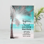トロピカル グラム ピンクアクアブルー ビーチ パーム スイート16 招待状 (スタンド正面)