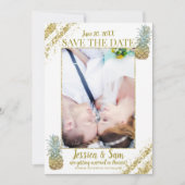 トロピカル グリッター パイナップル セーブ・ザ・デート フォト 招待状 (正面)